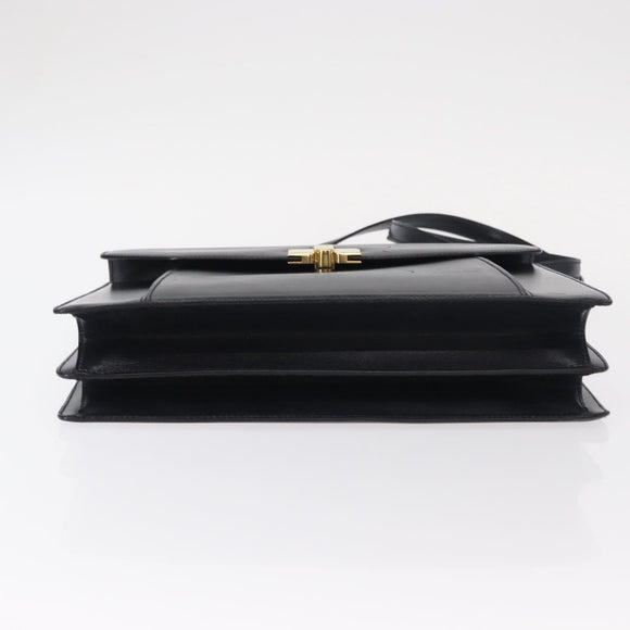 BALLY Hand Bag Leather 2way Navy Gold Auth 153371