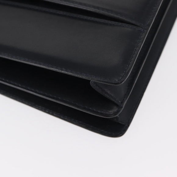 BALLY Hand Bag Leather 2way Navy Gold Auth 153371