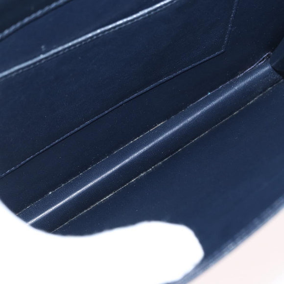 BALLY Hand Bag Leather 2way Navy Gold Auth 153371