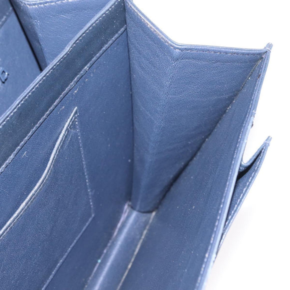 BALLY Hand Bag Leather 2way Navy Gold Auth 153371