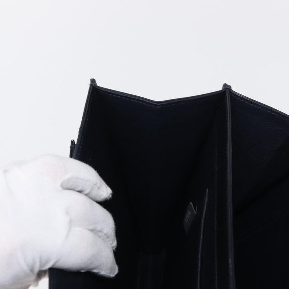 BALLY Hand Bag Leather 2way Navy Gold Auth 153371