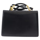 BALLY Hand Bag Leather 2way Navy Gold Auth 153371-2