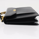 BALLY Hand Bag Leather 2way Navy Gold Auth 153371-4