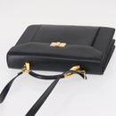 BALLY Hand Bag Leather 2way Navy Gold Auth 153371-6