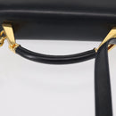 BALLY Hand Bag Leather 2way Navy Gold Auth 153371-7