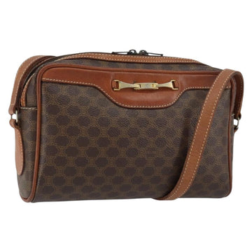 CELINE Macadam Canvas Shoulder Bag PVC Leather Brown Gold Auth 153388