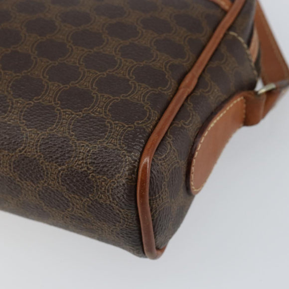 CELINE Macadam Canvas Shoulder Bag PVC Leather Brown Gold Auth 153388