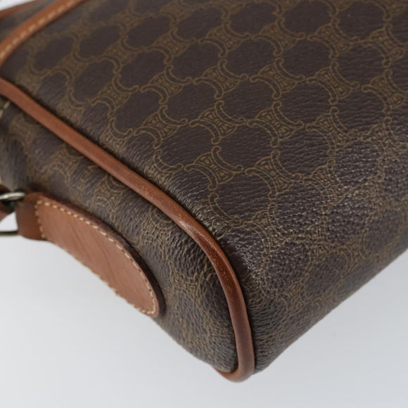 CELINE Macadam Canvas Shoulder Bag PVC Leather Brown Gold Auth 153388