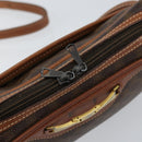 CELINE Macadam Canvas Shoulder Bag PVC Leather Brown Gold Auth 153388-10