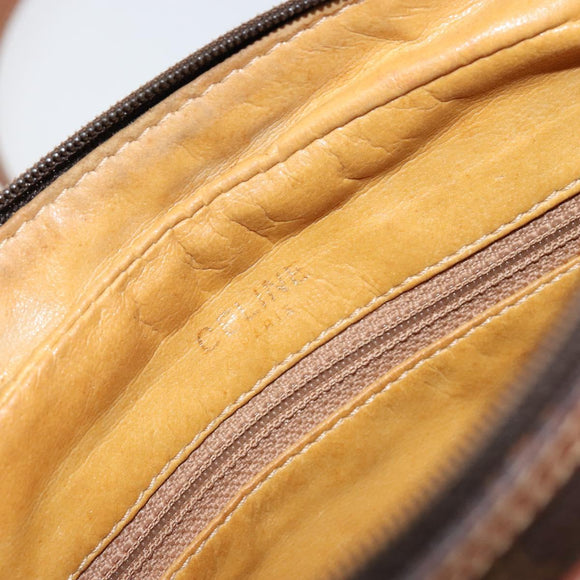 CELINE Macadam Canvas Shoulder Bag PVC Leather Brown Gold Auth 153388
