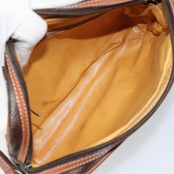 CELINE Macadam Canvas Shoulder Bag PVC Leather Brown Gold Auth 153388