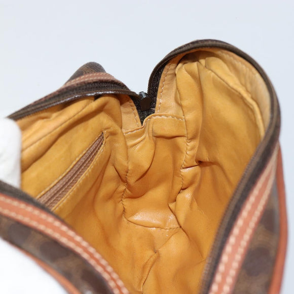 CELINE Macadam Canvas Shoulder Bag PVC Leather Brown Gold Auth 153388