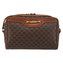 CELINE Macadam Canvas Shoulder Bag PVC Leather Brown Gold Auth 153388-13