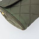 PRADA Chain Shoulder Bag Nylon Khaki Gold Auth 153389-14