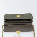 PRADA Chain Shoulder Bag Nylon Khaki Gold Auth 153389-10