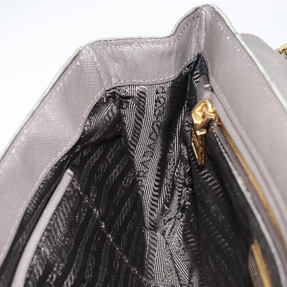 PRADA Chain Shoulder Bag Nylon Khaki Gold Auth 153389