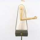 PRADA Chain Shoulder Bag Nylon Khaki Gold Auth 153389-24