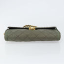 PRADA Chain Shoulder Bag Nylon Khaki Gold Auth 153389-5