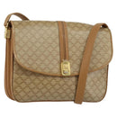 CELINE Macadam Canvas Shoulder Bag PVC Leather Beige Gold Auth 153390-1