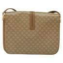 CELINE Macadam Canvas Shoulder Bag PVC Leather Beige Gold Auth 153390-2