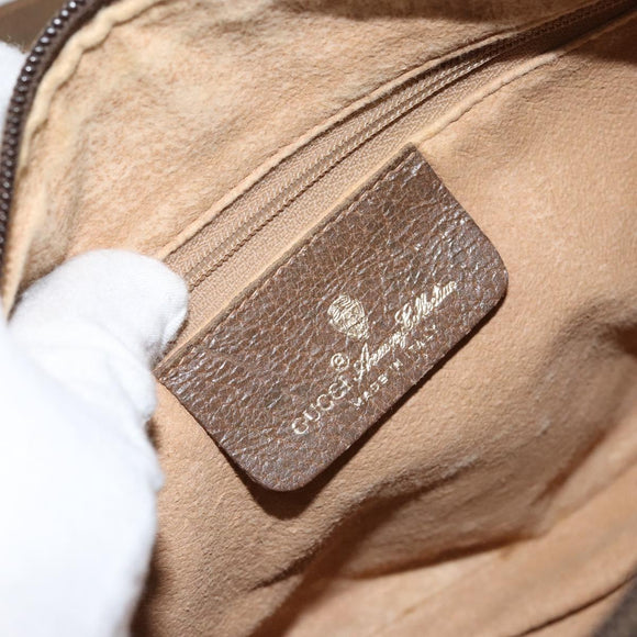 GUCCI GG Supreme Web Sherry Line Bag PVC Beige Gold 89 02 032 Auth 153392