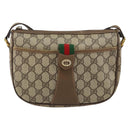 GUCCI GG Supreme Web Sherry Line Bag PVC Beige Gold 89 02 032 Auth 153392-13