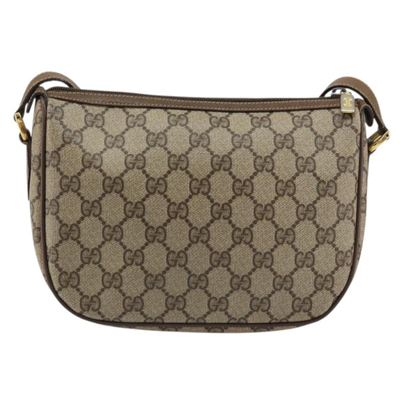 GUCCI GG Supreme Web Sherry Line Bag PVC Beige Gold 89 02 032 Auth 153392