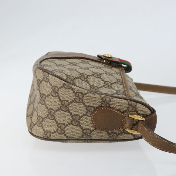 GUCCI GG Supreme Web Sherry Line Bag PVC Beige Gold 89 02 032 Auth 153392