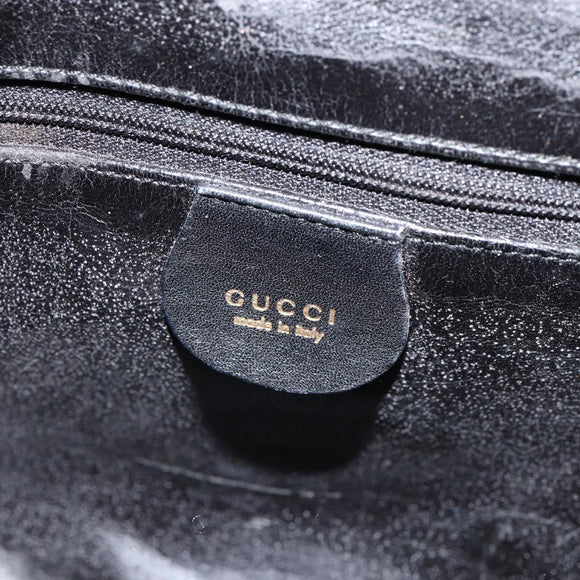 GUCCI Bamboo Shoulder Bag Leather 2way Black Gold 001 2123 1638 Auth 153394