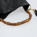 GUCCI Bamboo Shoulder Bag Leather 2way Black Gold 001 2123 1638 Auth 153394-7