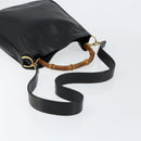 GUCCI Bamboo Shoulder Bag Leather 2way Black Gold 001 2123 1638 Auth 153394-9