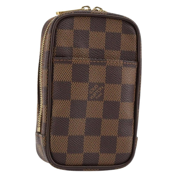 LOUIS VUITTON Damier Ebene Etui Okapi PM Pouch N61738 LV Auth 153415