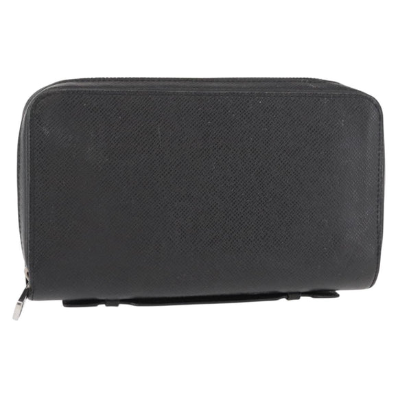 LOUIS VUITTON Taiga Zippy XL Long Wallet Black M44275 LV Auth 153416