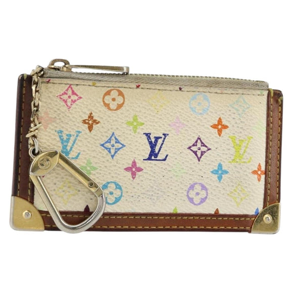 LOUIS VUITTON Monogram Multicolor Pochette Cles Purse White M92655 Auth 153418
