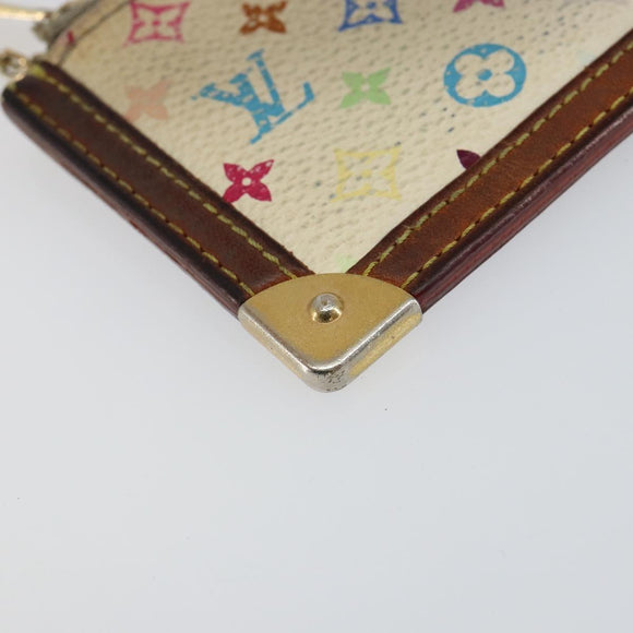LOUIS VUITTON Monogram Multicolor Pochette Cles Purse White M92655 Auth 153418