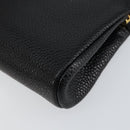 CHANEL COCO Mark Pouch Caviar Skin Black Gold CC Auth 153420-15
