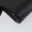 CHANEL COCO Mark Pouch Caviar Skin Black Gold CC Auth 153420-16