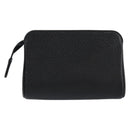 CHANEL COCO Mark Pouch Caviar Skin Black Gold CC Auth 153420-2