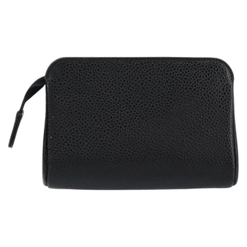 CHANEL COCO Mark Pouch Caviar Skin Black Gold CC Auth 153420 - 0