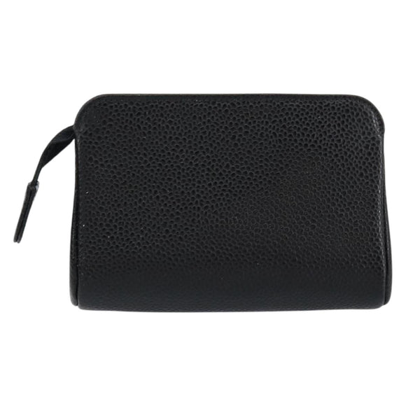 CHANEL COCO Mark Pouch Caviar Skin Black Gold CC Auth 153420