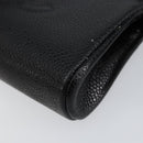 CHANEL COCO Mark Pouch Caviar Skin Black Gold CC Auth 153420-7