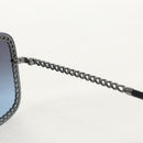 CHANEL COCO Mark Sunglasses metal Silver tone 4244 CC Auth 153421M-8