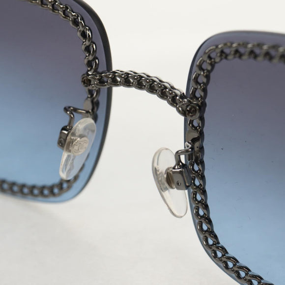 CHANEL COCO Mark Sunglasses metal Silver tone 4244 CC Auth 153421M