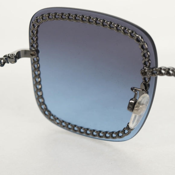 CHANEL COCO Mark Sunglasses metal Silver tone 4244 CC Auth 153421M