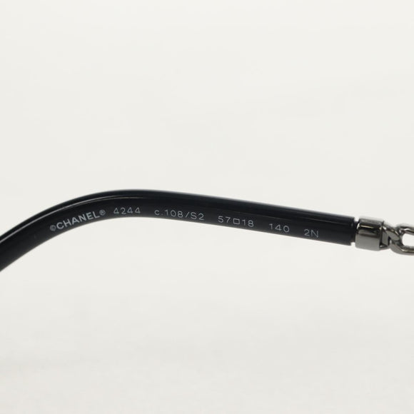 CHANEL COCO Mark Sunglasses metal Silver tone 4244 CC Auth 153421M