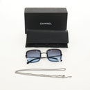 CHANEL COCO Mark Sunglasses metal Silver tone 4244 CC Auth 153421M-12