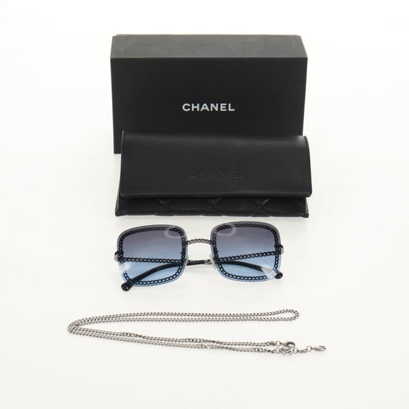 CHANEL COCO Mark Sunglasses metal Silver tone 4244 CC Auth 153421M