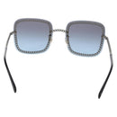 CHANEL COCO Mark Sunglasses metal Silver tone 4244 CC Auth 153421M-2