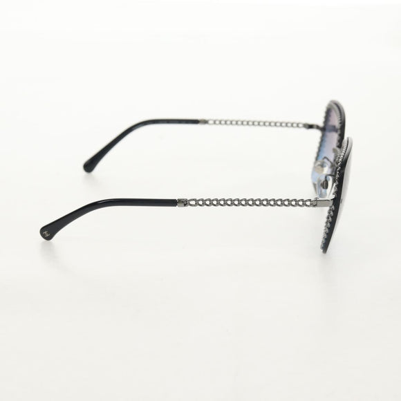 CHANEL COCO Mark Sunglasses metal Silver tone 4244 CC Auth 153421M