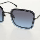 CHANEL COCO Mark Sunglasses metal Silver tone 4244 CC Auth 153421M-6